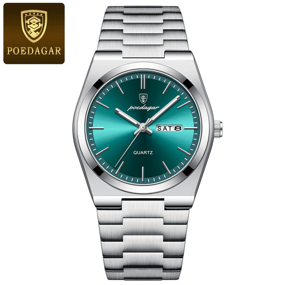 Men's Ultrathin Waterproof Luminous Quartz Watch Stainless Steel Strap Alloy Case Mineral Strengthened Glass Mirror Round Dial Leisure Style