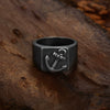 Men's Vintage Anchor Titanium Steel Ring With Geometric Pattern And Oil Treatment