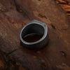 Men's Vintage Anchor Titanium Steel Ring With Geometric Pattern And Oil Treatment