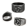 Men's Vintage Anchor Titanium Steel Ring With Geometric Pattern And Oil Treatment