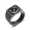 Men's Vintage Anchor Titanium Steel Ring With Geometric Pattern And Oil Treatment
