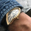 Men's Vintage Fashion Trendy Irregularshaped Genuine Leather And Alloy Watch