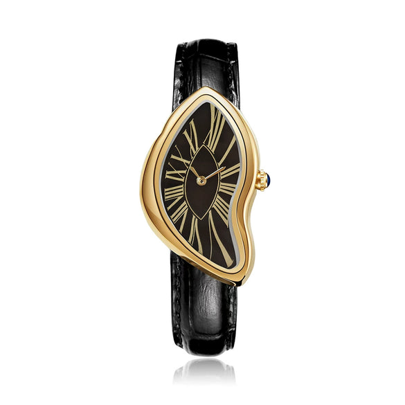 Men's Vintage Fashion Trendy Irregularshaped Genuine Leather And Alloy Watch