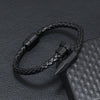 Men's Vintage Geometric Alloy Leather Rope Handmade Bracelet With Magnet Buckle