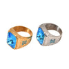Men's Vintage Geometric Titanium Steel Electroplated Ice Blue Rhinestone Ring