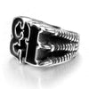 Men's Vintage Stainless Steel And Titanium Steel Ring With Polish Design