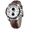 Men's Watch Alloy Case Leather Strap Mineral Strengthened Glass Mirror Multi Functional Sports Watch