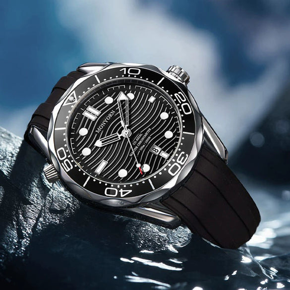 Men's Watch Alloy Case Silicone Strap Round Dial Fashion Seahorse Design