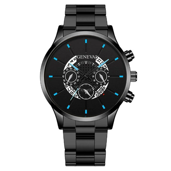 Men's Watch Alloy Case Stainless Steel Band Rectangular Dial Business Fashion Quartz Watch