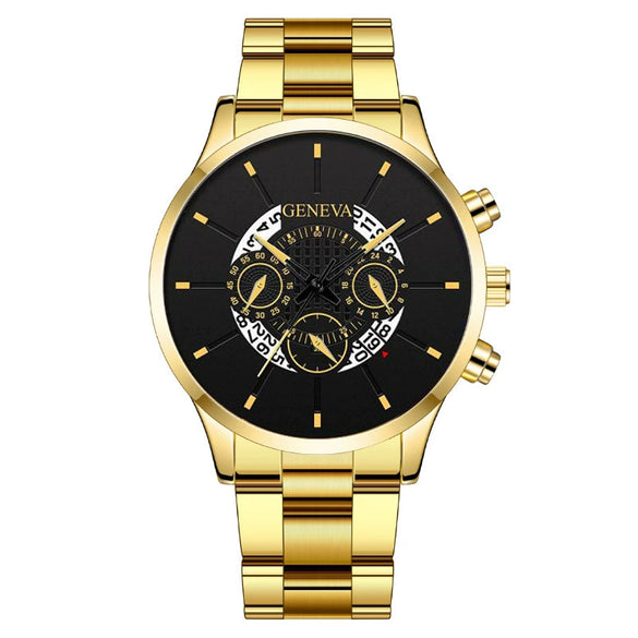 Men's Watch Alloy Case Stainless Steel Band Rectangular Dial Business Fashion Quartz Watch