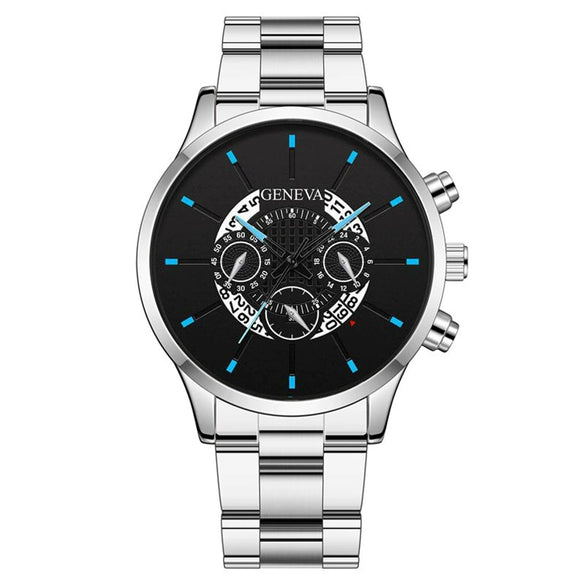 Men's Watch Alloy Case Stainless Steel Band Rectangular Dial Business Fashion Quartz Watch