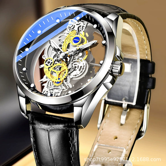 Men's Watch Alloy Case Stainless Steel Strap Round Dial Business Style Waterproof Luminous