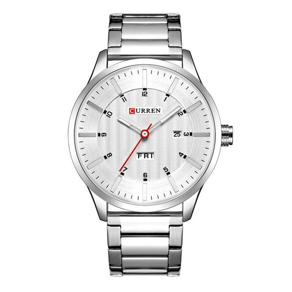 Men's Watch Alloy Case Stainless Steel Strap Round Dial Fashion Simple Trend