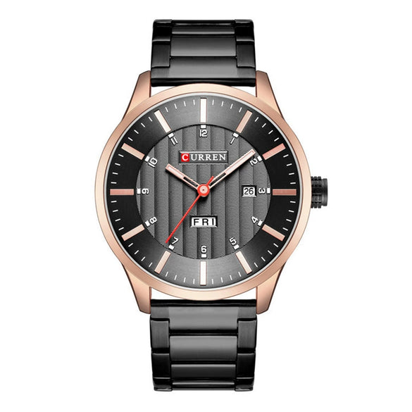 Men's Watch Alloy Case Stainless Steel Strap Round Dial Fashion Simple Trend
