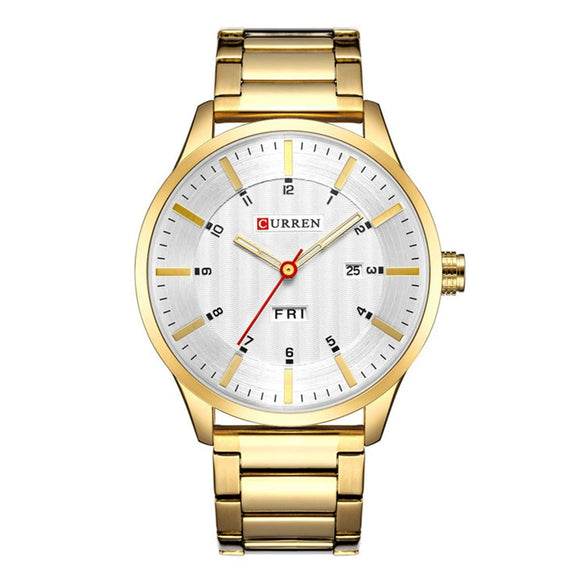 Men's Watch Alloy Case Stainless Steel Strap Round Dial Fashion Simple Trend