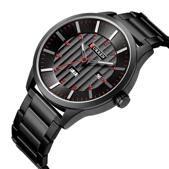 Men's Watch Alloy Case Stainless Steel Strap Round Dial Fashion Simple Trend