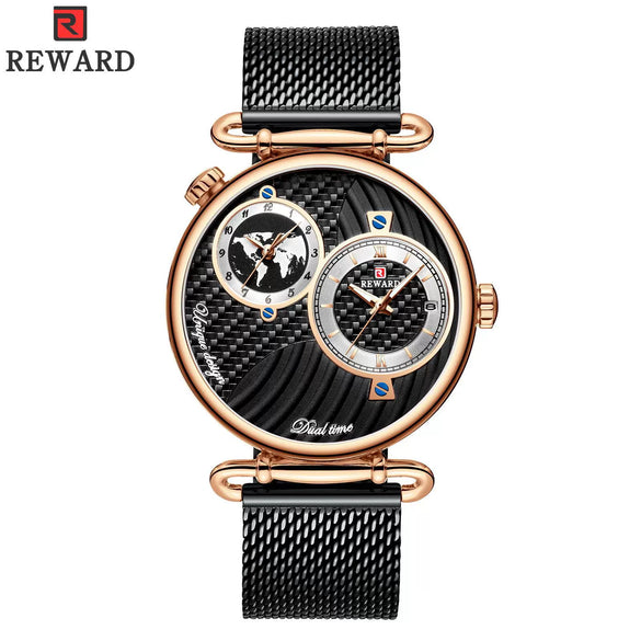 Men's Watch Alloy Case Stainless Steel Strap Round Dial Waterproof