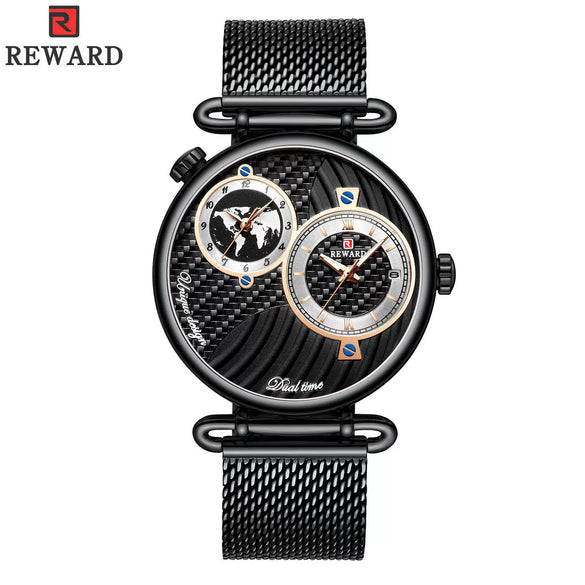 Men's Watch Alloy Case Stainless Steel Strap Round Dial Waterproof