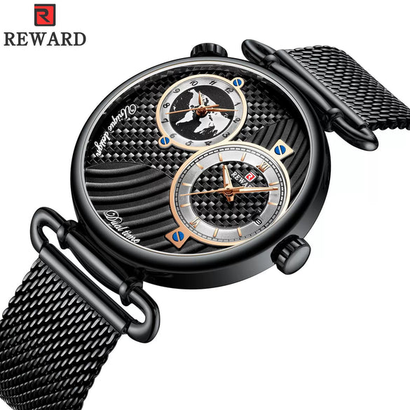 Men's Watch Alloy Case Stainless Steel Strap Round Dial Waterproof