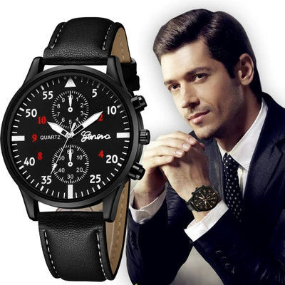 Men's Watch Alloy Stainless Steel Imitation Leather Ordinary Glass Mirror Round Leisure Style