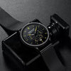 Men's Watch Alloy Stainless Steel Sapphire Crystal Glass Mirror Round Waterproof Luminous Multifunctional Quartz Leisure