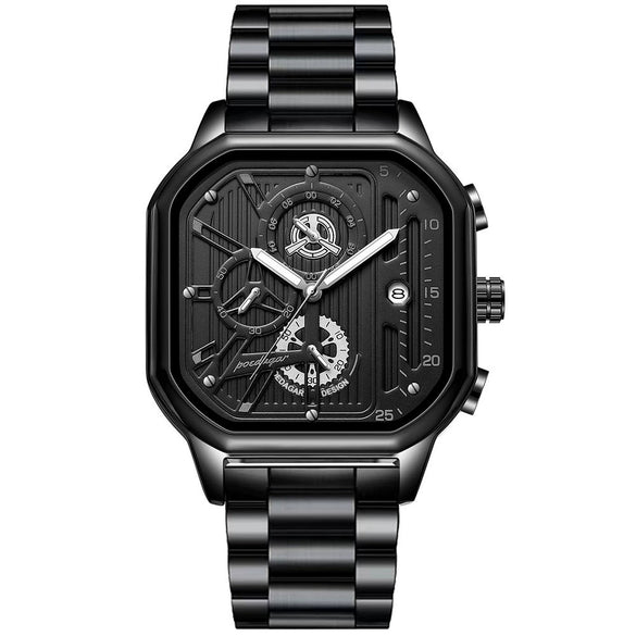 Men's Watch Alloy Stainless Steel Square Waterproof Multifunctional Luminous Movement