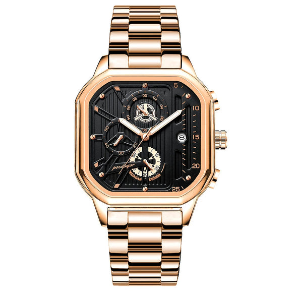 Men's Watch Alloy Stainless Steel Square Waterproof Multifunctional Luminous Movement
