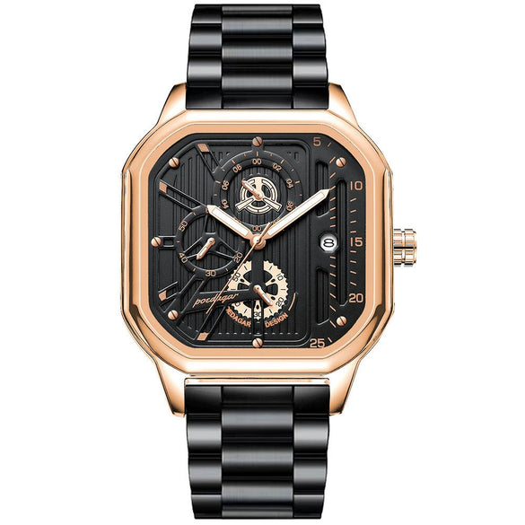 Men's Watch Alloy Stainless Steel Square Waterproof Multifunctional Luminous Movement