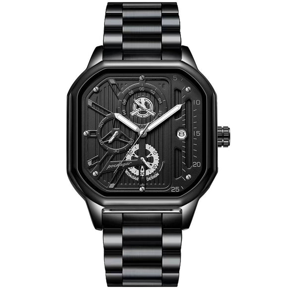 Men's Watch Alloy Stainless Steel Square Waterproof Multifunctional Luminous Movement