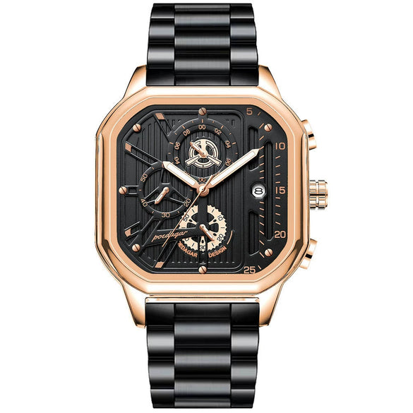 Men's Watch Alloy Stainless Steel Square Waterproof Multifunctional Luminous Movement