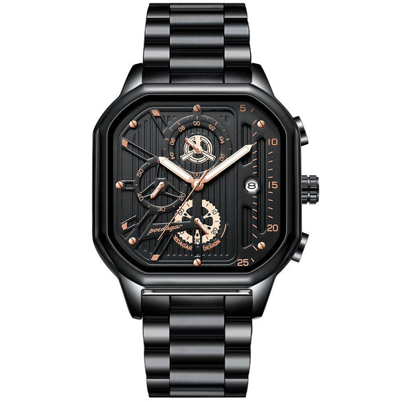 Men's Watch Alloy Stainless Steel Square Waterproof Multifunctional Luminous Movement