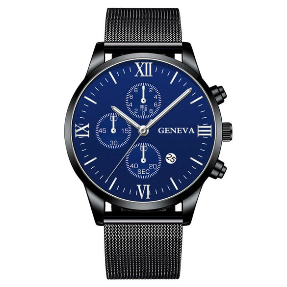 Men's Watch Stainless Steel Metal Milan Belt Mesh Belt Roman Pattern Round Dial Leisure Style