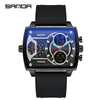 Men's Watch Zinc Alloy Case Belt Silicone Steel Belt Square Dial Highend Business Fashion Electronic Quartz Watch