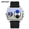 Men's Watch Zinc Alloy Case Belt Silicone Steel Belt Square Dial Highend Business Fashion Electronic Quartz Watch