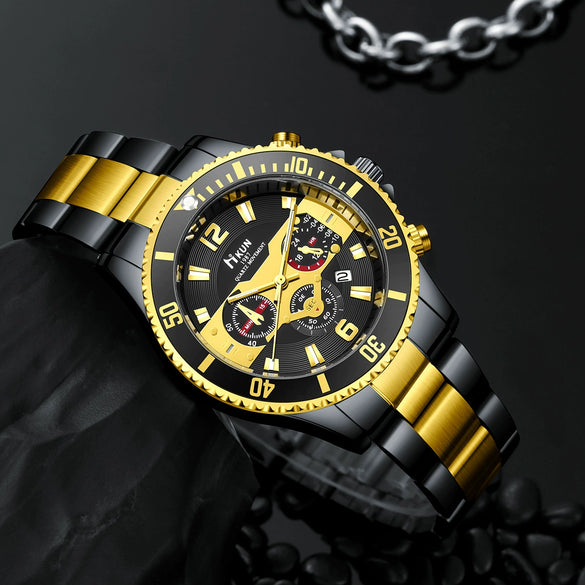 Men's Waterproof Alloy Strap Round Dial Business Style Watch