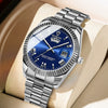 Men's Waterproof Business Style Metal Case Stainless Steel Strap Round Dial Watch