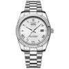 Men's Waterproof Business Style Metal Case Stainless Steel Strap Round Dial Watch