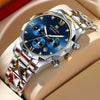 Men's Waterproof Business Watch Metal Case Stainless Steel Strap Rhombus Design