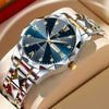 Men's Waterproof Business Watch Metal Case Stainless Steel Strap Rhombus Design