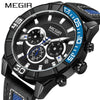 Men's Waterproof Chronograph Calendar Watch Alloy Case Genuine Leather Strap Round Dial