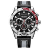 Men's Waterproof Chronograph Calendar Watch Alloy Case Genuine Leather Strap Round Dial