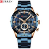 Men's Waterproof Leisure Metal And Stainless Steel Strap Round Dial Watch