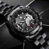 Men's Waterproof Luminous Quartz Metal Case Stainless Steel Band Round Dial Sports Casual Watch