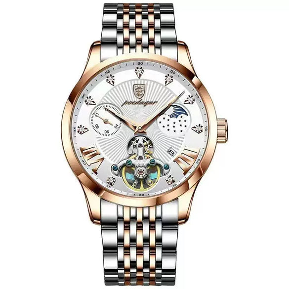 Men's Waterproof Luminous Quartz Watch Alloy Case Stainless Steel Strap Round Dial