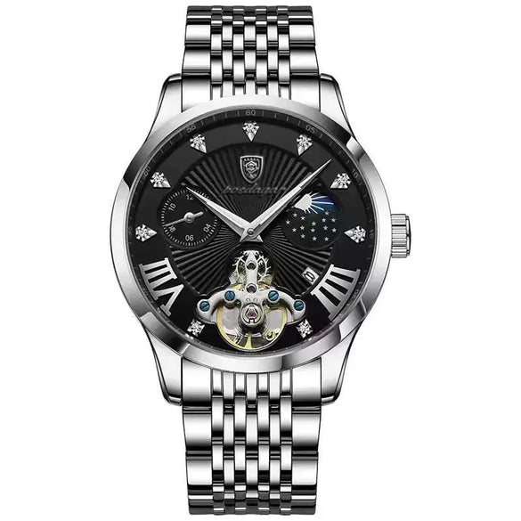 Men's Waterproof Luminous Quartz Watch Alloy Case Stainless Steel Strap Round Dial