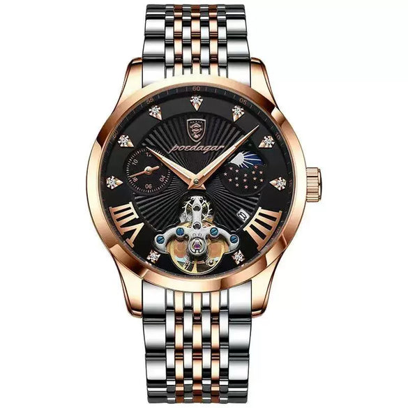 Men's Waterproof Luminous Quartz Watch Alloy Case Stainless Steel Strap Round Dial