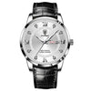 Men's Waterproof Luminous Quartz Watch With Alloy Case Sapphire Glass Mirror Genuine Leather Strap And Stainless Steel Clasp
