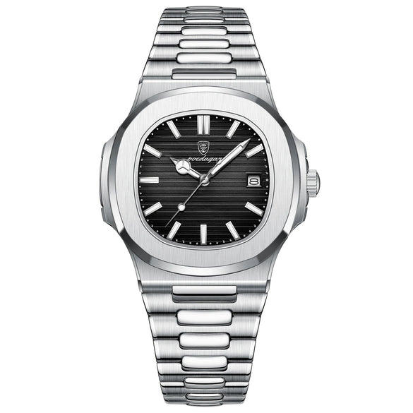 Men's Waterproof Luminous Ultrathin Quartz Watch Alloy Stainless Steel Square Dial Leisure Style