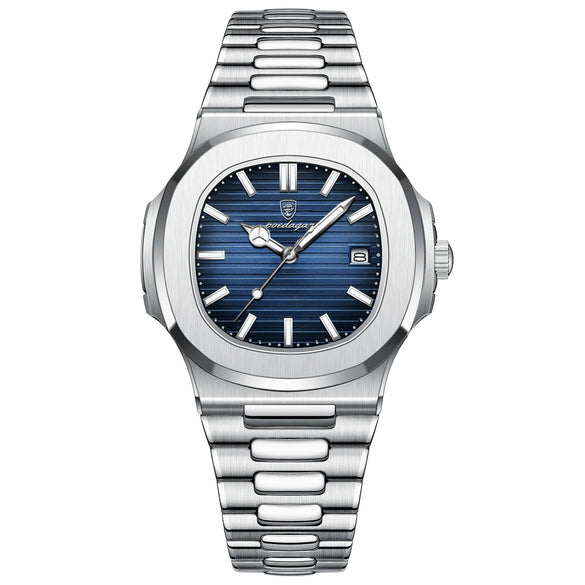 Men's Waterproof Luminous Ultrathin Quartz Watch Alloy Stainless Steel Square Dial Leisure Style