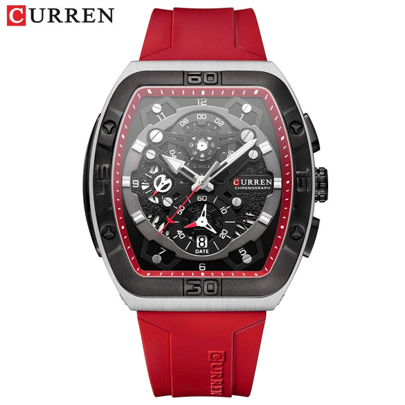 Men's Waterproof Multifunction Alloy And Silicone Leisure Round Watch With Mineral Strengthened Glass Mirror And Stainless Steel Pin Buckle